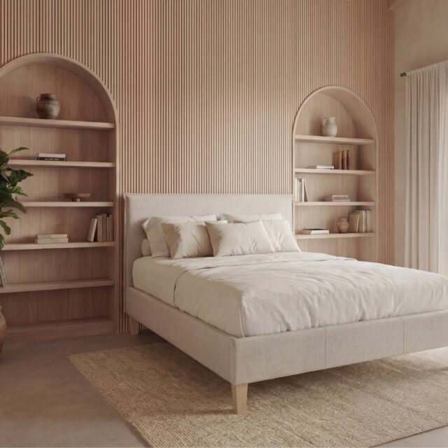 Lit Amore Casanova Paris beige, tête de lit et couchage 140 x 200 cm