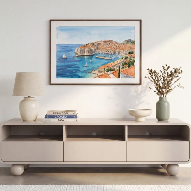 Meuble TV Rihla Casanova Paris beige, format bas et allongé