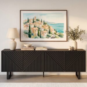 Meuble TV Selma Casanova Paris noir aux dimensions de 161 x 35 x 55 cm