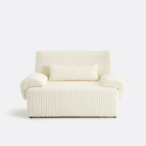 Canapé convertible Maona en velours côtelé XL avec coffre et accoudoirs amovibles