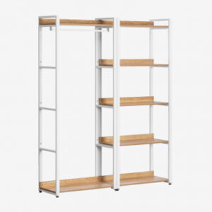 Armoire Ariaster Sklum ouverte, avec portant et cinq étagères en acier et MDF