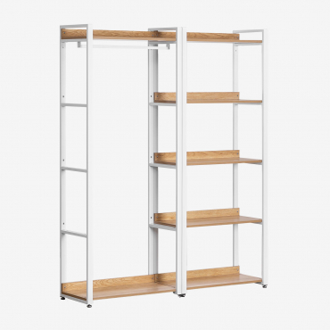 Armoire Ariaster Sklum ouverte, avec portant et cinq étagères en acier et MDF