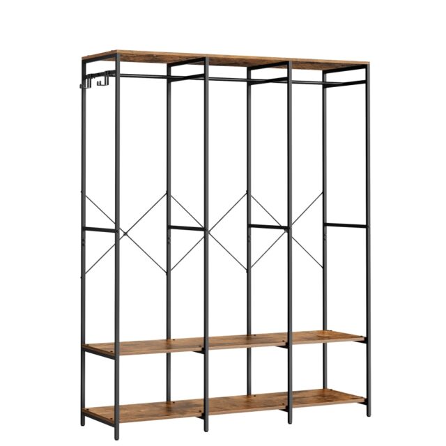 Armoire pliable SONGMICS marron avec tringle et structure métallique