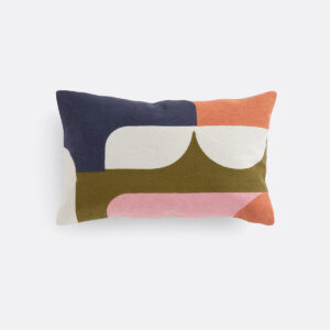 Housse de coussin Mapoésie WONDER rose à motifs géométriques brodés