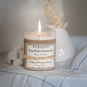 Bougie parfumée Durance fleur de coton en coloris beige, format 180 g