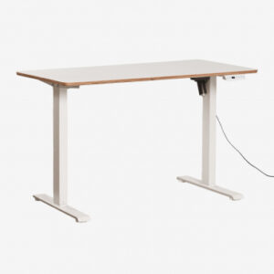 Bureau Serpi Sklum blanc avec plateau rectangulaire et piètement en fer réglable