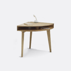 bureau console d’angle Grimsby en bois avec niches et passe-câbles
