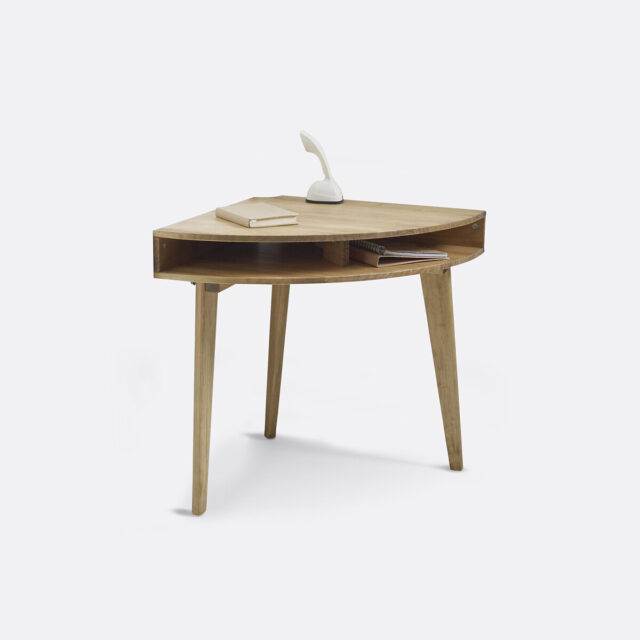 bureau console d’angle Grimsby en bois avec niches et passe-câbles