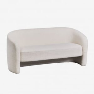 Canapé Sklum Gombren blanc en tissu sherpa avec assise deux places