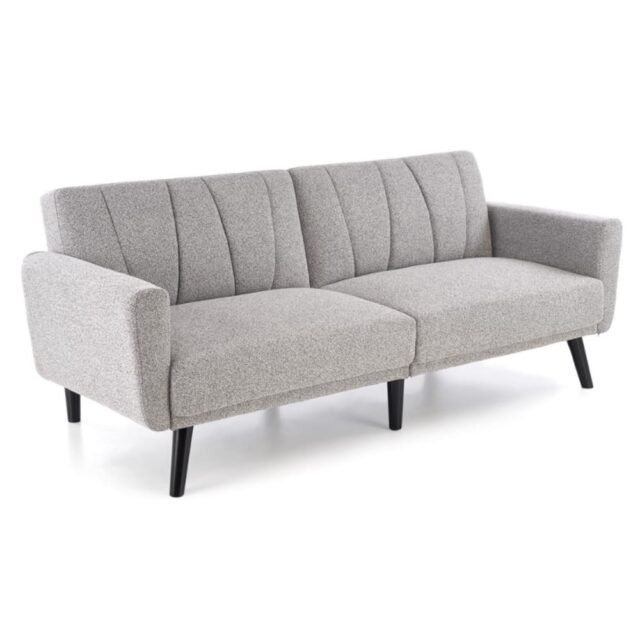 Canapé convertible MSO gris cendré avec accoudoirs et pieds en bois massif