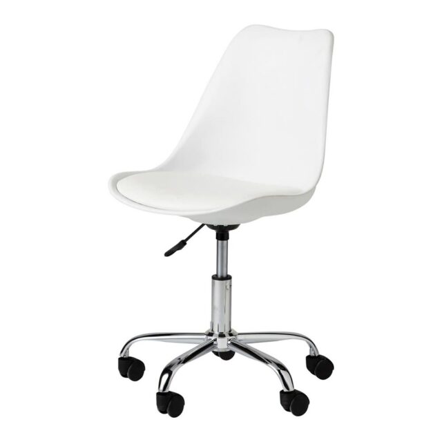 Chaise de bureau BRISTOL blanche à roulettes avec hauteur réglable