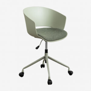 Chaise de bureau Morgana vert bambou avec assise en tissu et roulettes