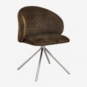 Chaise de bureau Gryon Sklum en velours marron chocolat avec pieds en fer