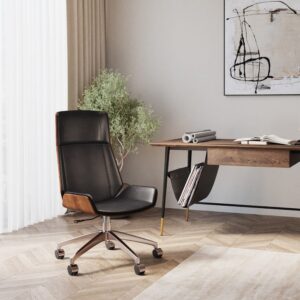 Chaise de bureau Kare Design noire avec dossier arrière en plaquage noyer