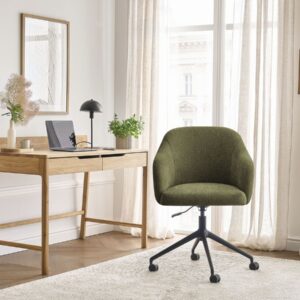 Chaise de bureau Bobochic Sophie verte en tissu texturé avec accoudoirs et roulettes