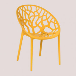 Chaise Ores Sklum moutarde empilable en polypropylène au motif ajouré