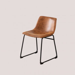 Chaise Ody Sklum camel vintage avec assise en similicuir et structure en fer