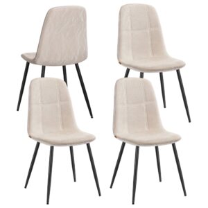 Chaises de salle à manger VASAGLE blanc crème en chenille avec dossier en PU