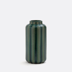 Vase Estria LA REDOUTE INTERIEURS en céramique rainurée verte, format élancé