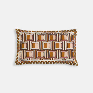 Housse de coussin KOLKA en coton, rectangulaire, à motifs géométriques brodés