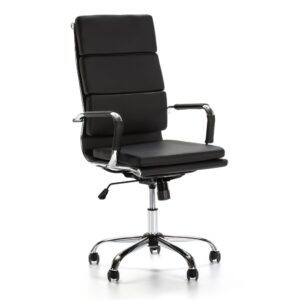 Fauteuil de bureau HOMN MORGAN noir capitonné avec accoudoirs rembourrés