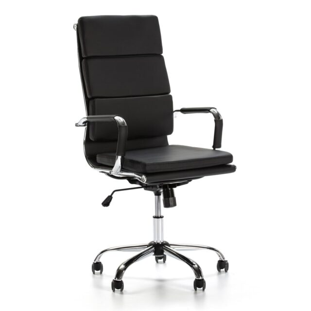 Fauteuil de bureau HOMN MORGAN noir capitonné avec accoudoirs rembourrés