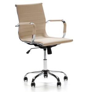 Fauteuil de bureau HOMN CROMA taupe avec accoudoirs et base argentée