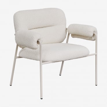 Fauteuil En Tissu Bouclé Hanko Tissu Bouclé Blanc - Sklum