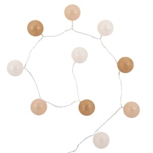 Guirlande lumineuse Maisons du Monde Tuz avec sphères en tissu blanc, beige et marron