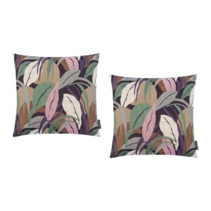 Housses de coussin Magma Noralia à motif végétal multicolore et dos prune