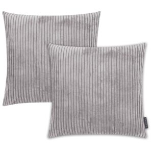 Housses de coussin Magma Shara grises en velours côtelé, vendues par deux