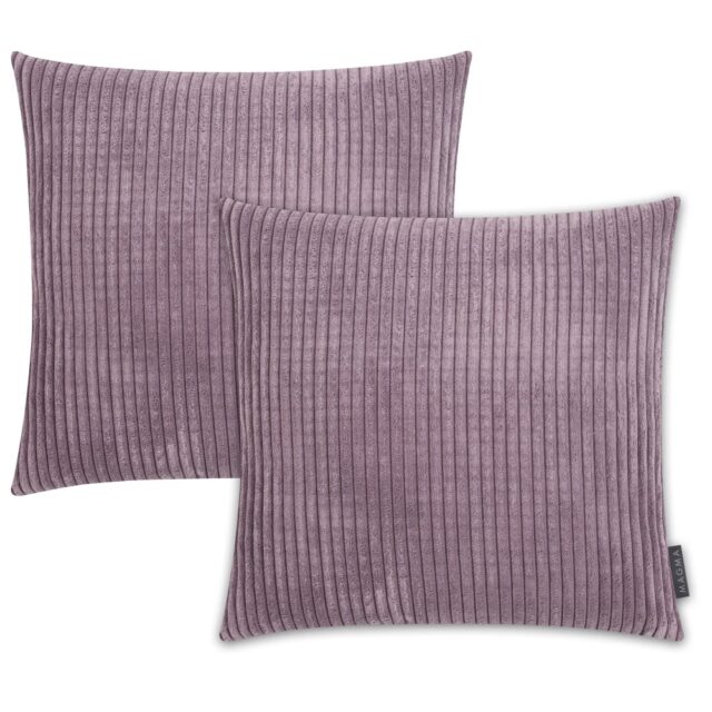 Housses de coussin Magma Shara mauves en velours côtelé avec fermeture zippée