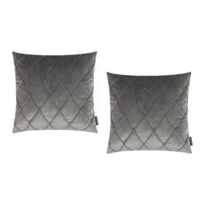 Housses de coussin Magma grises en velours à plis cousus en relief