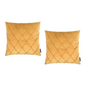 Housses de coussin Magma Nobless en velours jaune à plis cousus