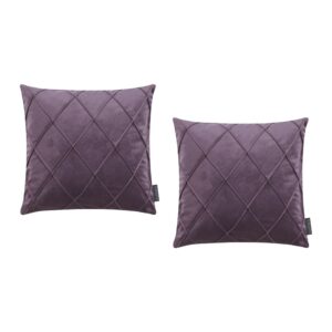 Housses de coussin Magma lilas en velours à plis cousus, vendues par deux