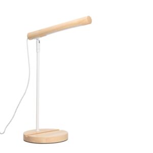 Lampe de bureau LED Arlo en bois et acier avec diffuseur opale