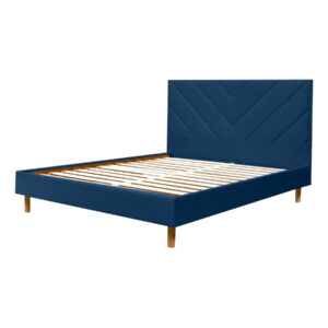 Lit Bobochic Romane en velours bleu foncé avec tête de lit piquée