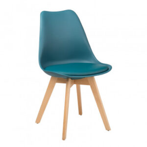 Deux chaises Nordic Sklum turquoise avec assise arrondie et pieds en hêtre