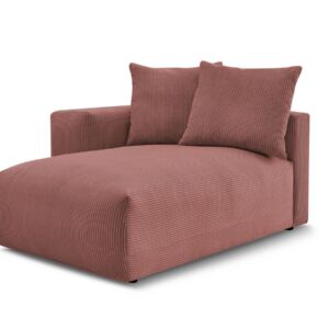 Méridienne Bobochic Voltaire rose avec accoudoir, angle gauche, en velours côtelé