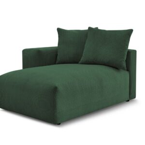 Méridienne Bobochic Voltaire verte à accoudoir pour canapé modulable, angle gauche