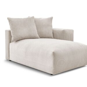 Méridienne Bobochic Voltaire beige en velours côtelé avec accoudoir droit