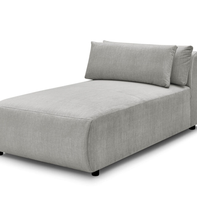 Méridienne Bobochic JANA en velours gris clair avec têtière