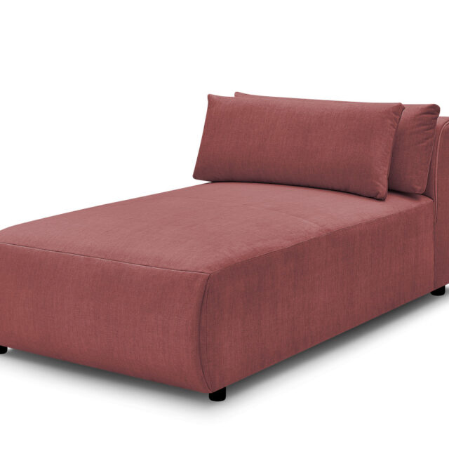 Méridienne Bobochic JANA en velours orange avec têtière, module une place