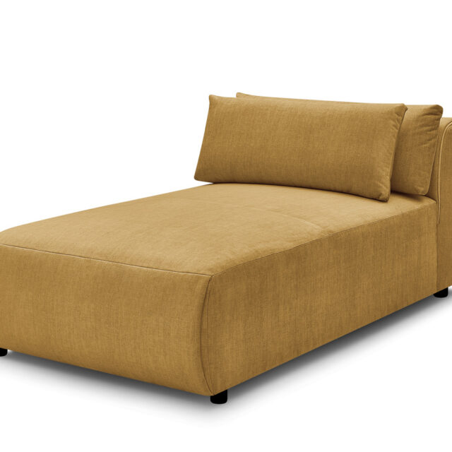Méridienne Bobochic JANA en velours jaune avec têtière, module une place
