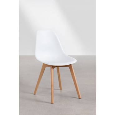 Pack De 4 Chaises De Salle À Manger En Polypropylène Et Bois De Hêtre Scand Nordic Blanc - Sklum