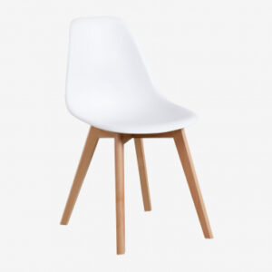 Pack De 4 Chaises De Salle À Manger En Polypropylène Et Bois De Hêtre Scand Nordic Blanc - Sklum