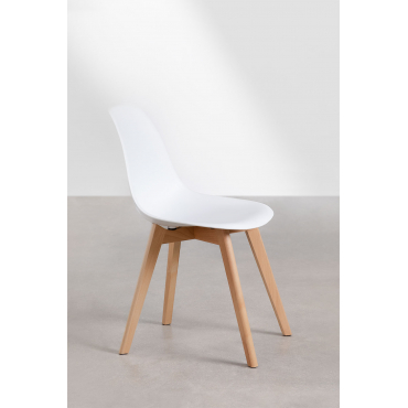 Pack De 4 Chaises De Salle À Manger En Polypropylène Et Bois De Hêtre Scand Nordic Blanc - Sklum