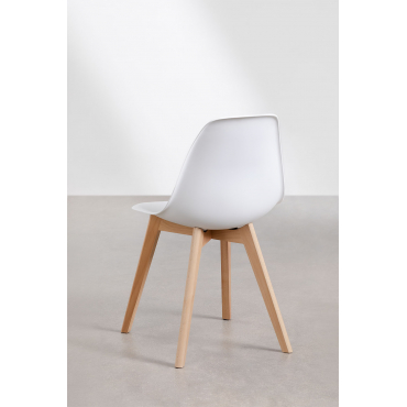 Pack De 4 Chaises De Salle À Manger En Polypropylène Et Bois De Hêtre Scand Nordic Blanc - Sklum