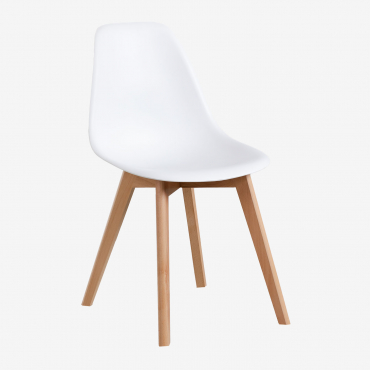 Pack De 4 Chaises De Salle À Manger En Polypropylène Et Bois De Hêtre Scand Nordic Blanc - Sklum
