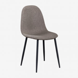 Chaises Sklum Glamm noires et gris taupe avec assise rembourrée et pieds acier